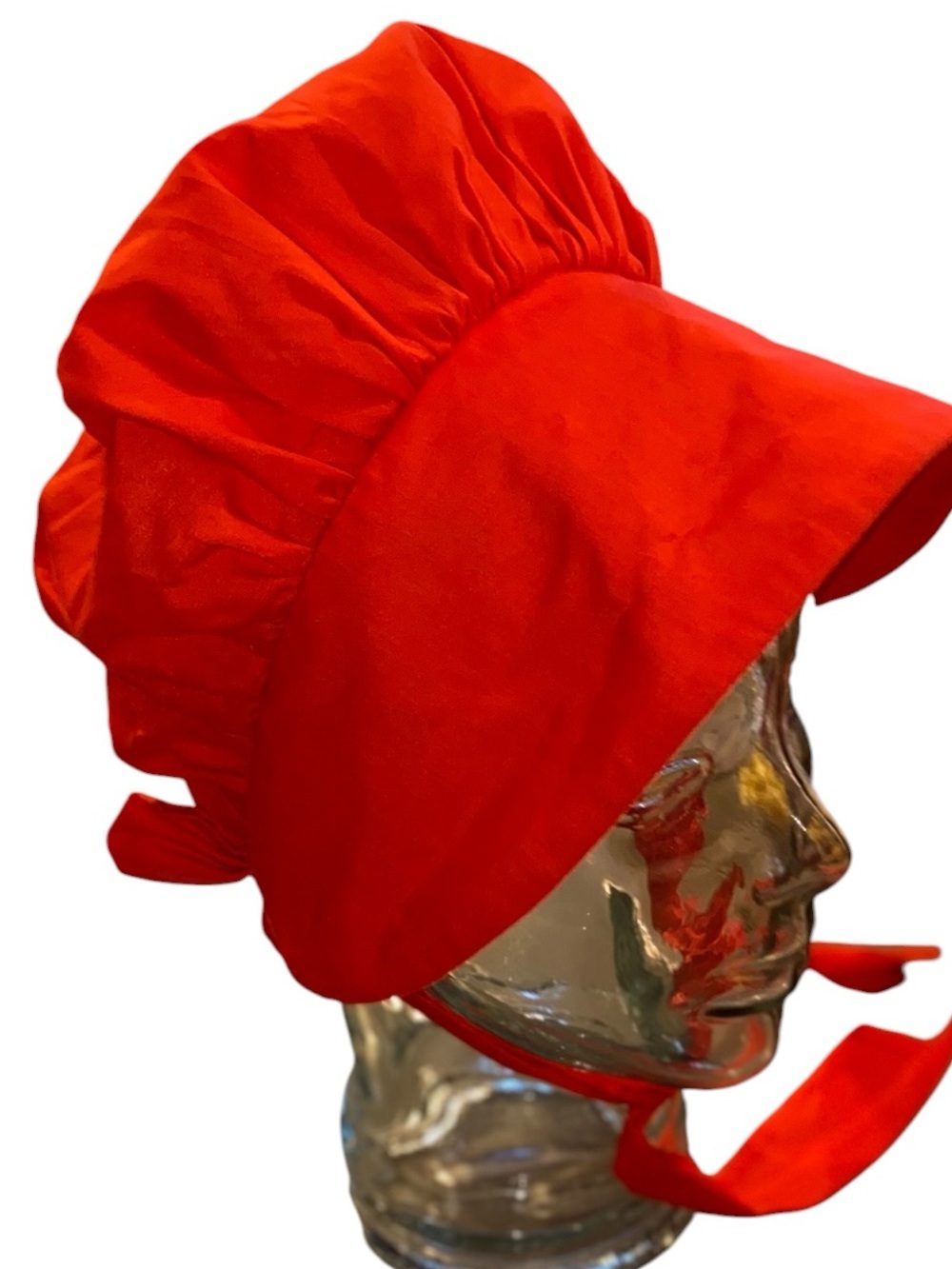 Vintage Kids red bonnet colonial Prairie costume hat southern heirloom sun hat